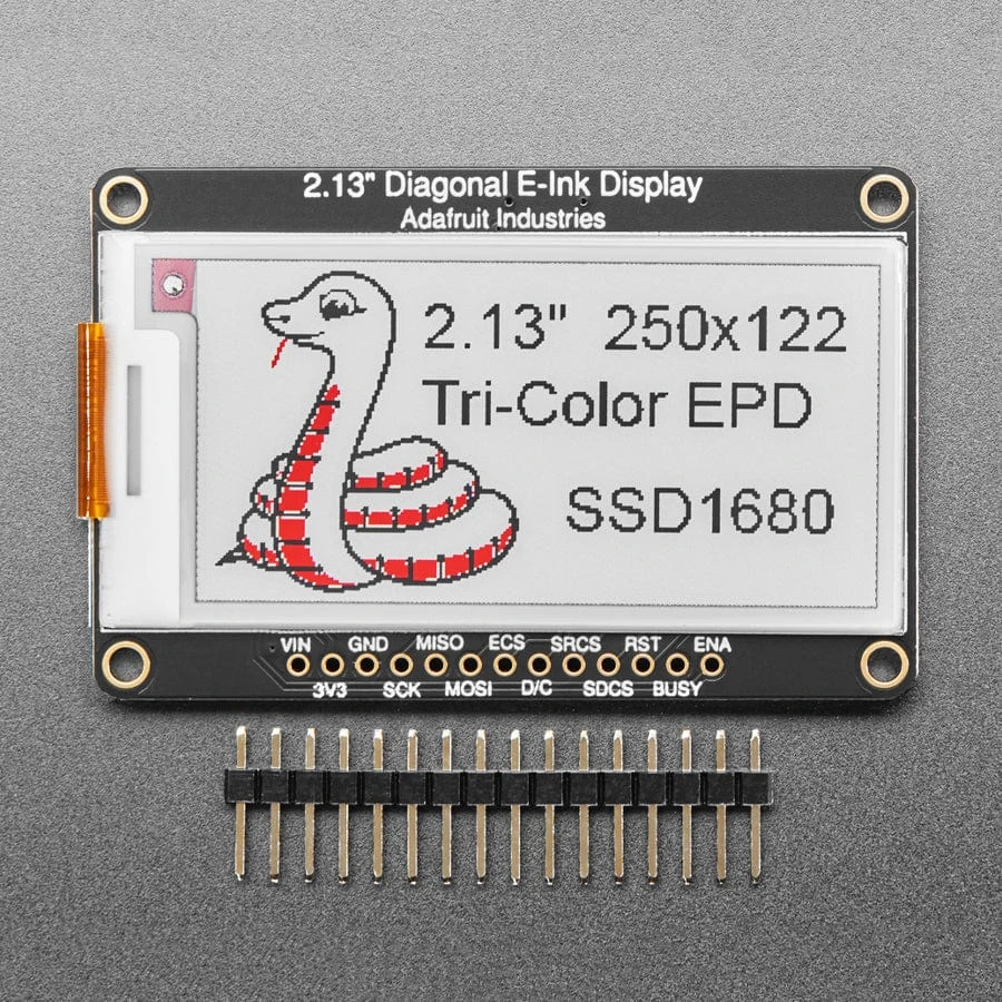 Adafruit 2.13" 250x122 Tri-Color EInk / EPaper Display With SRAM - SSD1680 Driver 4 Adafruit 2.13" 250x122 Tri-Color EInk / EPaper Display With SRAM - SSD1680 Driver - Image 2