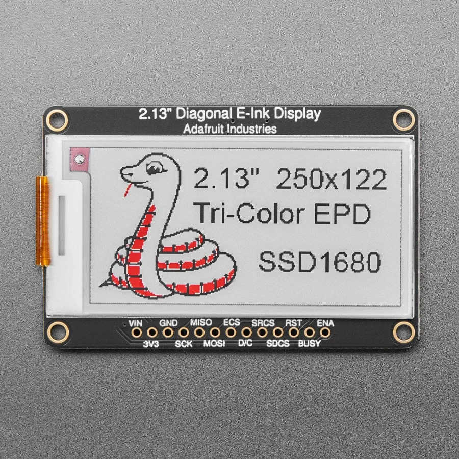 Adafruit 2.13" 250x122 Tri-Color EInk / EPaper Display With SRAM - SSD1680 Driver 5 Adafruit 2.13" 250x122 Tri-Color EInk / EPaper Display With SRAM - SSD1680 Driver - Image 3