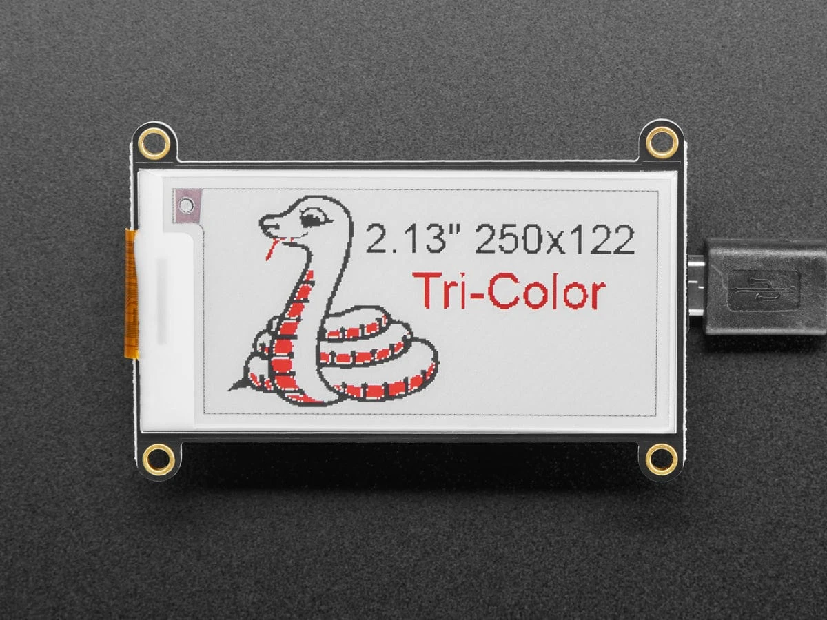Adafruit 2.13" HD Tri-Colour EInk / EPaper Display FeatherWing (250x122 RW Panel With SSD1680) 4 Adafruit 2.13" HD Tri-Colour EInk / EPaper Display FeatherWing (250x122 RW Panel With SSD1680) - Image 2