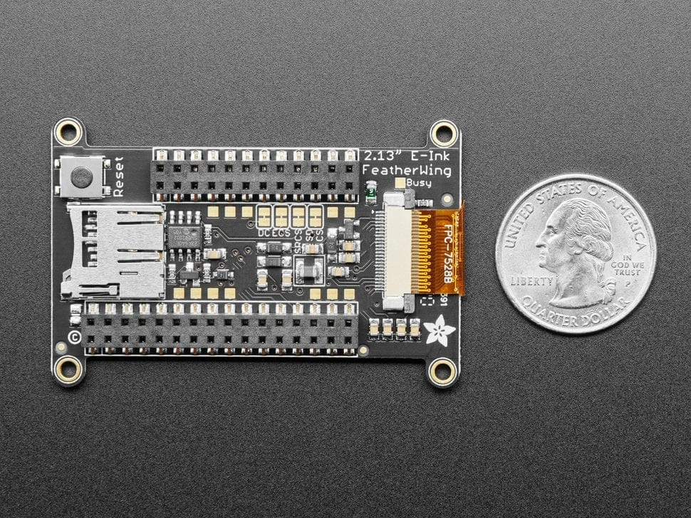 Adafruit 2.13" Monochrome EInk / EPaper Display FeatherWing (250x122 Monochrome With SSD1675) 5 Adafruit 2.13" Monochrome EInk / EPaper Display FeatherWing (250x122 Monochrome With SSD1675) - Image 3