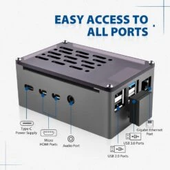 Aluminium NAS Case For Pi 4 With Quiet Cooling Fan -Electronic Accessories Store aluminium nas case for pi 4 with quiet cooling fan 52pi zp 0140 40477431333059