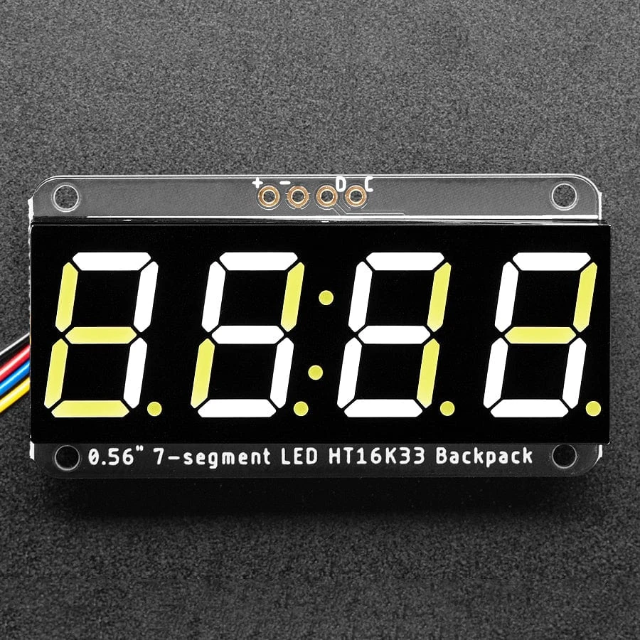 Assembled Adafruit 0.56" 4-Digit 7-Segment Display - W/ I2C Backpack QT - White 3 Assembled Adafruit 0.56" 4-Digit 7-Segment Display - W/ I2C Backpack QT - White