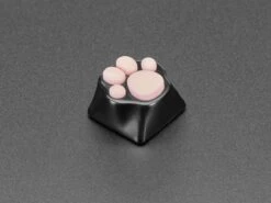Black Aluminum Kitty Paw Keycap With Pink Silicone Toes
