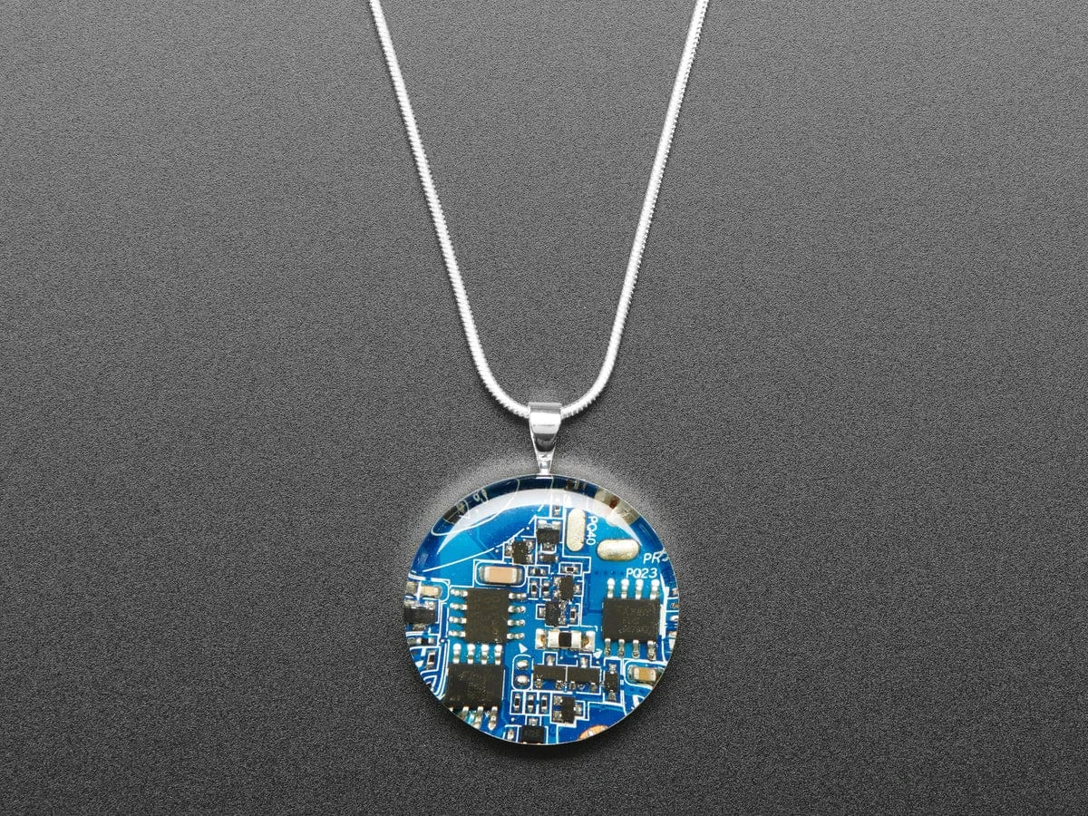 Blue Circuit Board Pendant Necklace With Silver Chain 5 Blue Circuit Board Pendant Necklace With Silver Chain - Image 3