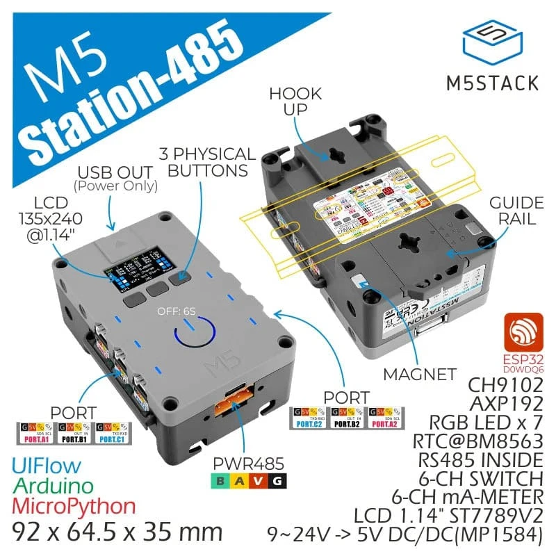 M5Stack Station ESP32 IoT Development Kit (RS485 Version) 4 M5Stack Station ESP32 IoT Development Kit (RS485 Version) - Image 2