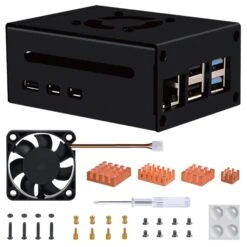 Metal Case With 40mm Cooling Fan For Raspberry Pi 5 -Electronic Accessories Store metal case for raspberry pi 5 with 4010 cooling fan 52pi zp 0162 41323085988035