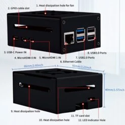 Metal Case With 40mm Cooling Fan For Raspberry Pi 5 -Electronic Accessories Store metal case for raspberry pi 5 with 4010 cooling fan 52pi zp 0162 41323086086339