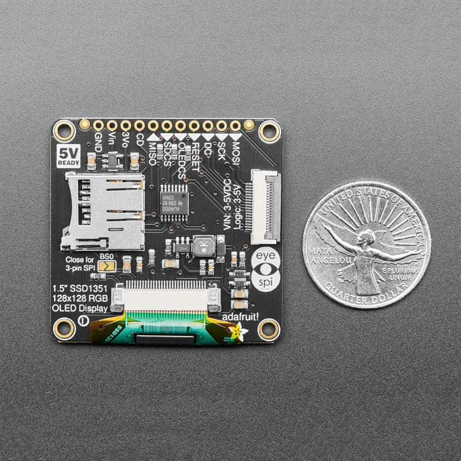 OLED Breakout Board - 16-bit Color 1.5" W/microSD Holder - EYESPI Connector 7 OLED Breakout Board - 16-bit Color 1.5" W/microSD Holder - EYESPI Connector - Image 5