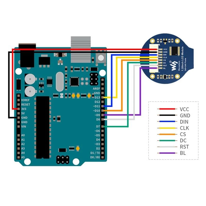 Round 1.28" LCD Display Module (240x240 IPS 65K RGB) 9 Round 1.28" LCD Display Module (240x240 IPS 65K RGB) - Image 7